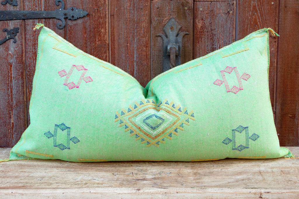 Jaida Long Lumbar Moroccan Silk Rug Pillow (Trade)