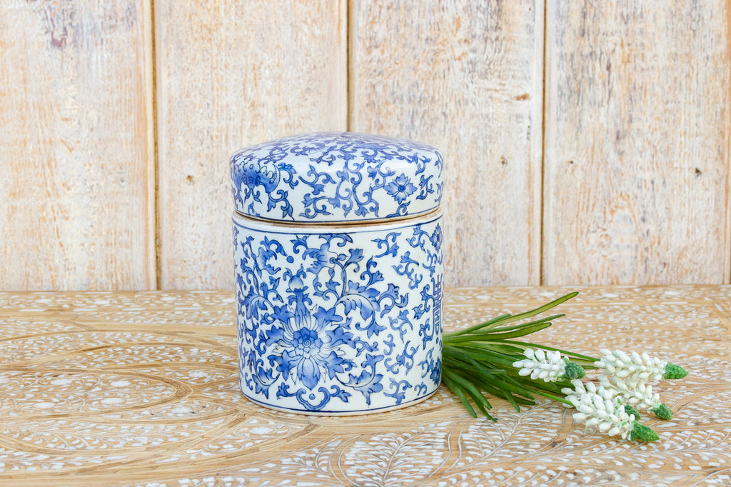 Vintage Blue and White Tea Canister