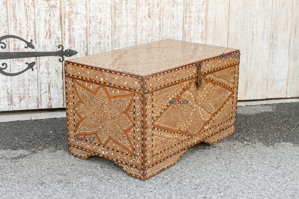 Antique Finely Inlaid Anglo Indian Seashell Trunk (Trade)