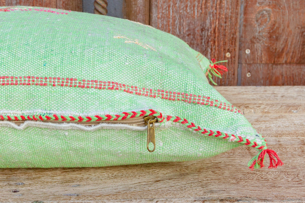 Doli Lumbar Moroccan Silk Rug Pillow (Trade)
