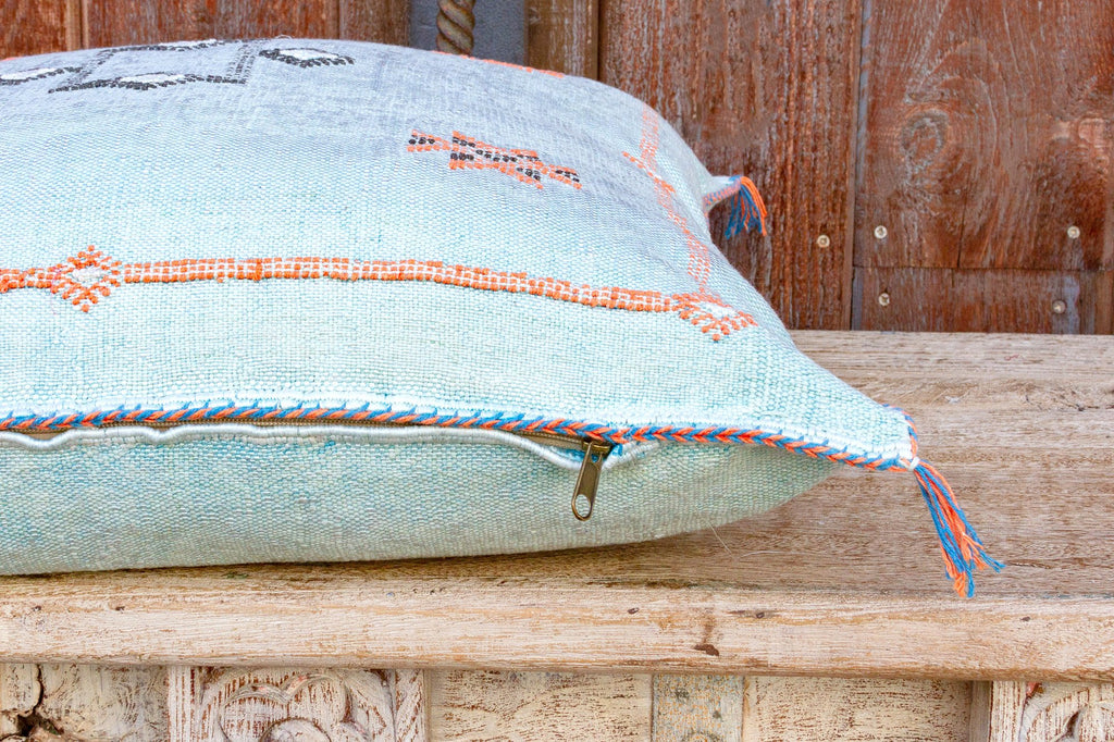 Moni Large Square Moroccan Silk Rug Pillow (Trade)