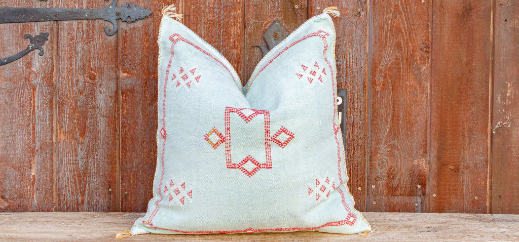 Zara Large Square Moroccan Silk Rug Pillow (Trade)