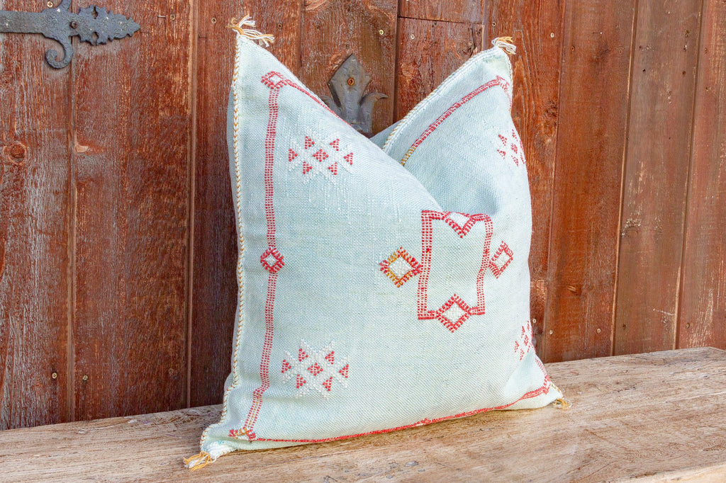 Zara Large Square Moroccan Silk Rug Pillow (Trade)