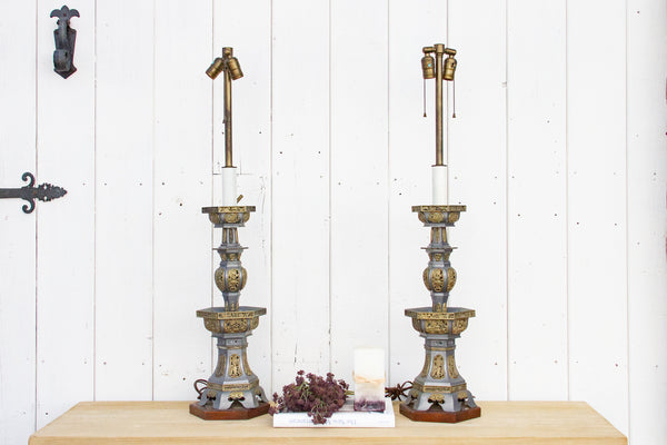 Pair of Tall Vintage Asian Table Lamps