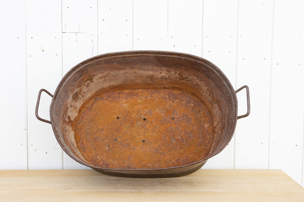 cast iron wash pot planter Large Vintage Metal Wash Basin Planter– DE-COR