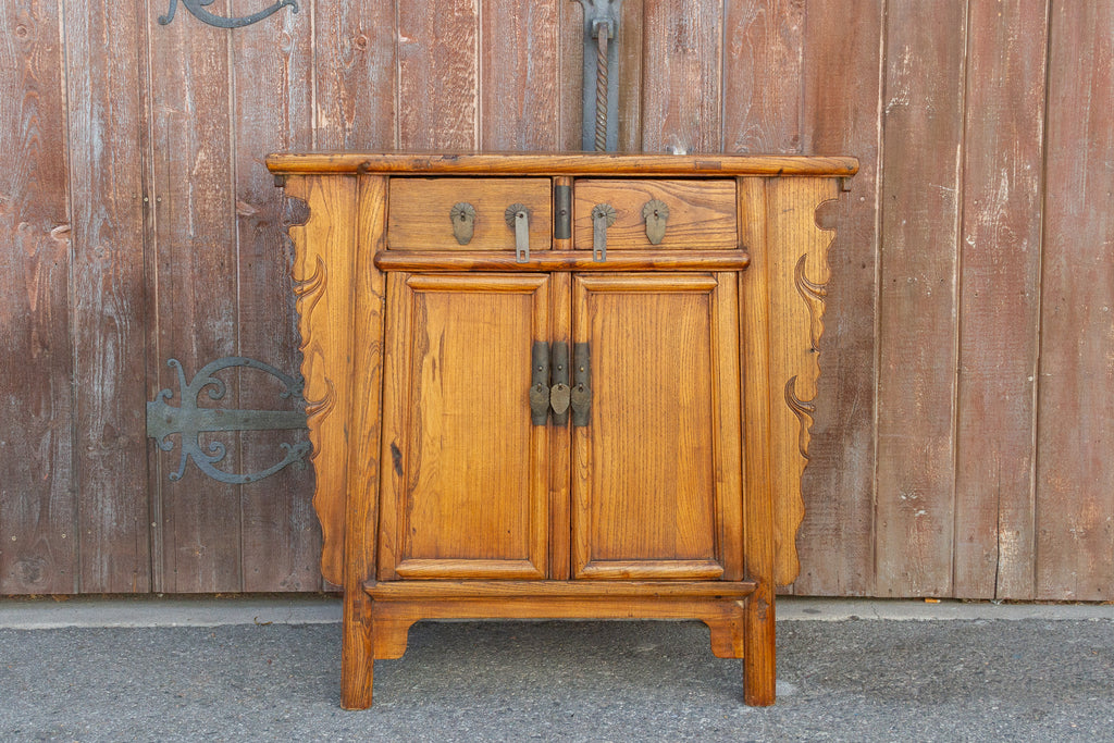 Mid Century Natural Elm Ming Style Buffet Cabinet
