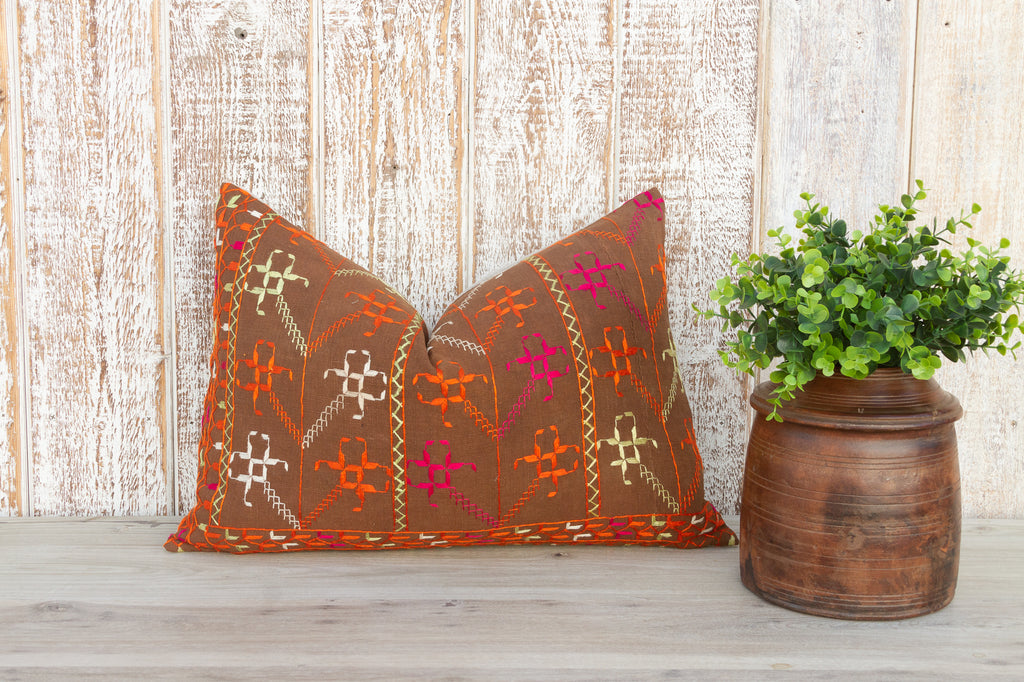 Kara Antique Indian Folk Lumbar Pillow Cover