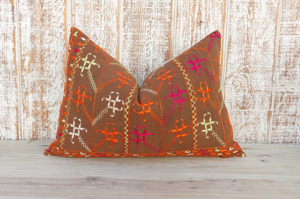 Kara Antique Indian Folk Lumbar Pillow Cover