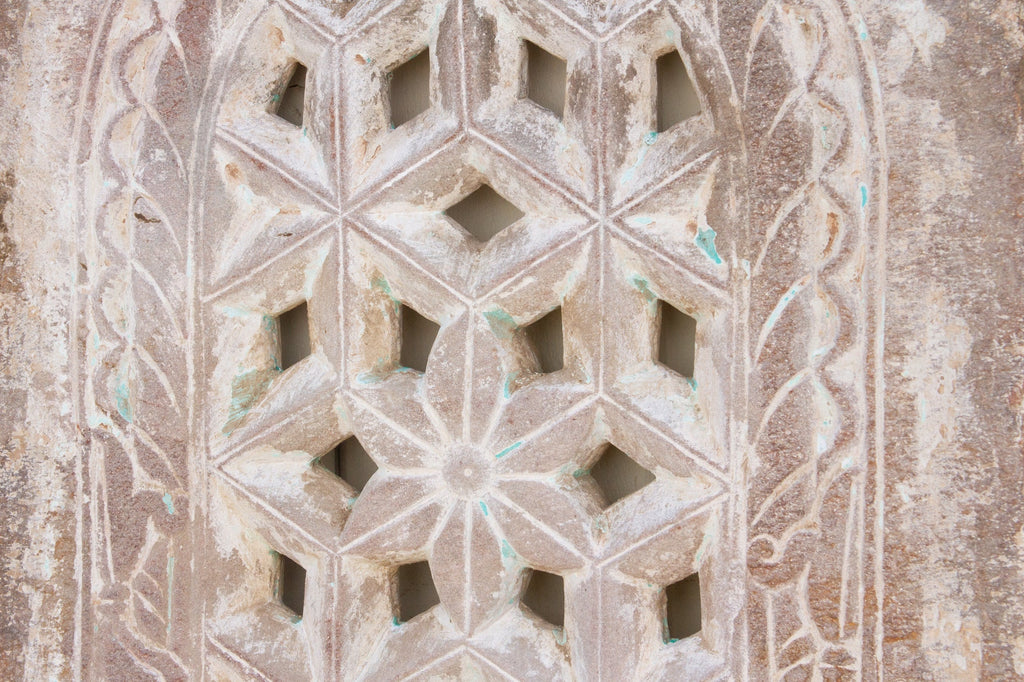 White Floral Indo-Portuguese Stone Window (Trade)