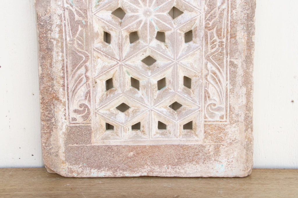 White Floral Indo-Portuguese Stone Window