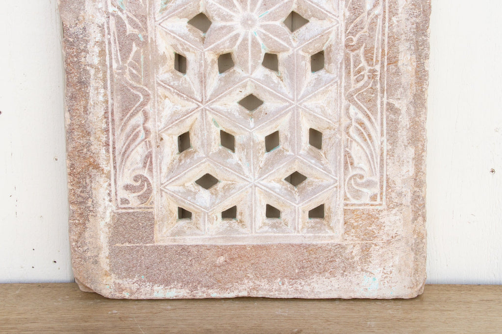 White Floral Indo-Portuguese Stone Window (Trade)