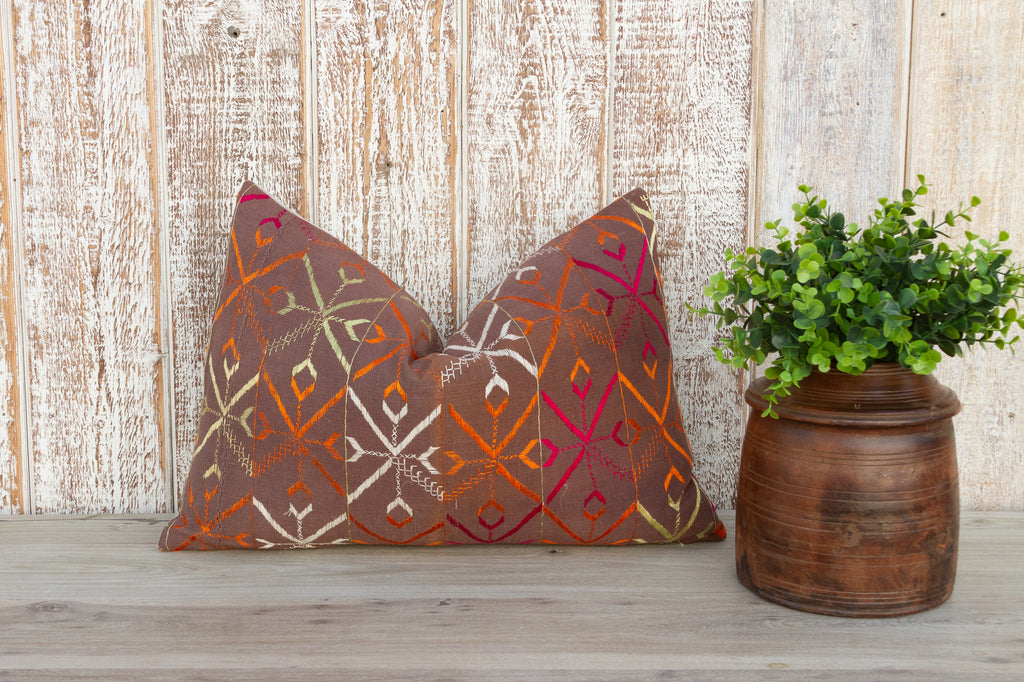 Kiara Antique Indian Folk Lumbar Pillow Cover