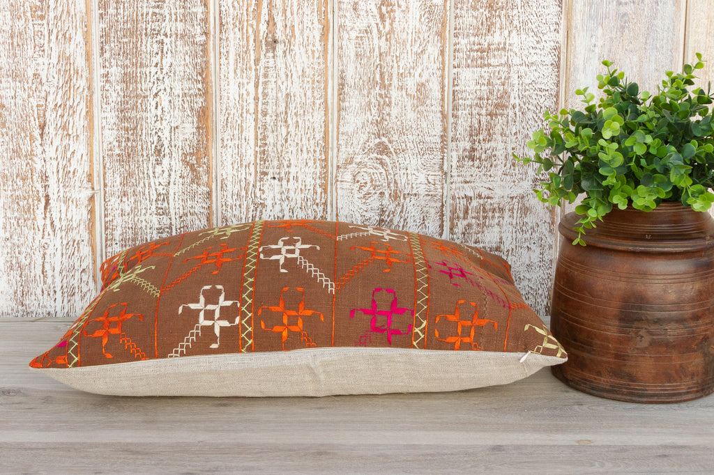 Misha Antique Indian Folk Lumbar Pillow Cover