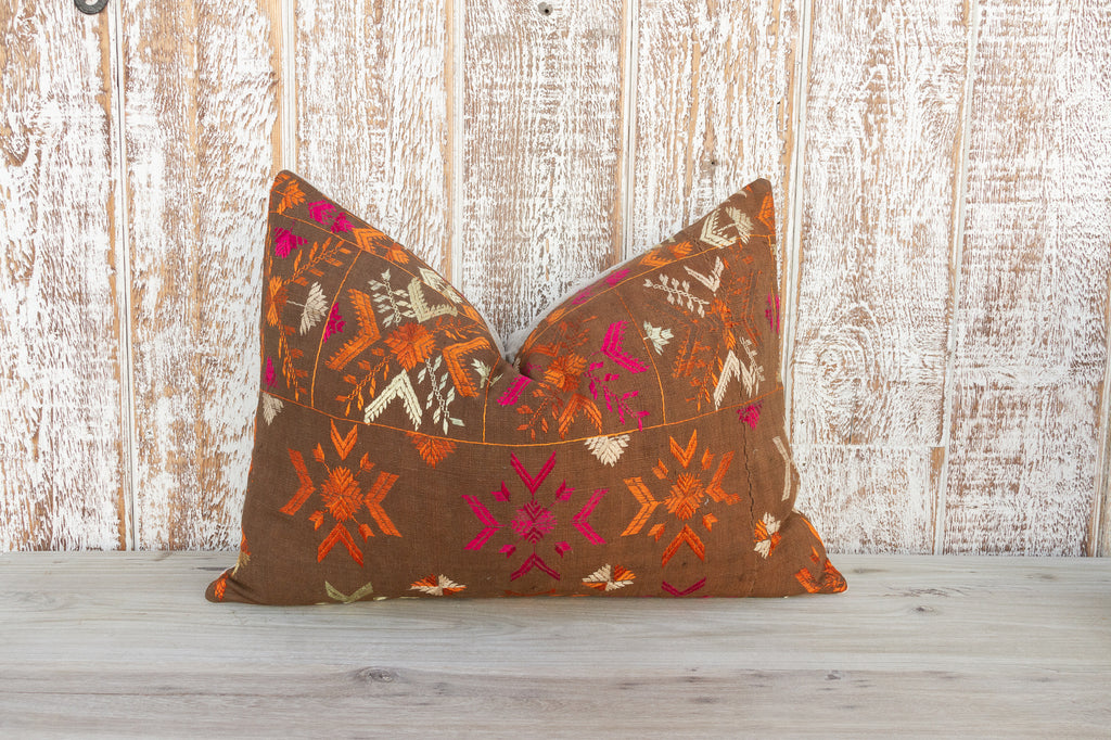 Diti Antique Indian Folk Lumbar Pillow Cover