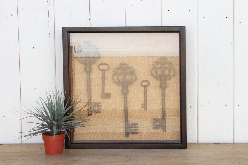 Vintage Keys Shadow Box Wall Art
