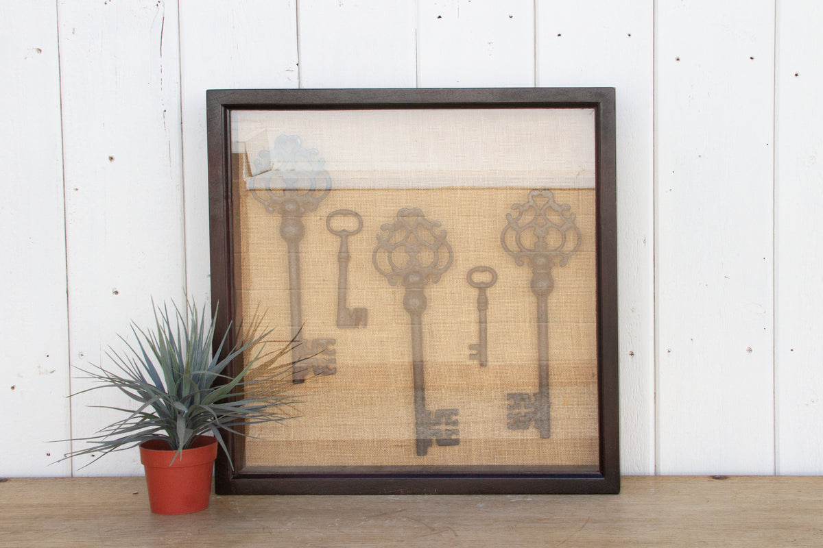Vintage Keys Shadow Box Wall Art