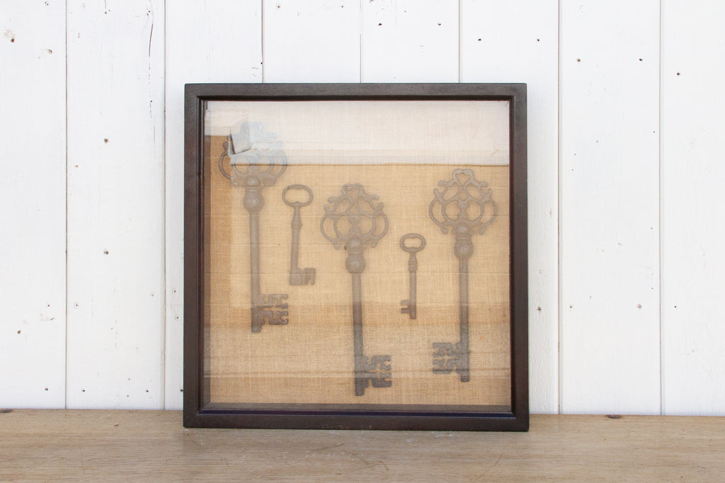 Vintage Keys Shadow Box Wall Art