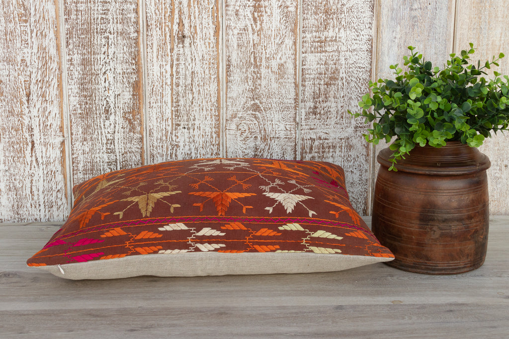 Pia Antique Indian Folk Lumbar Pillow Cover