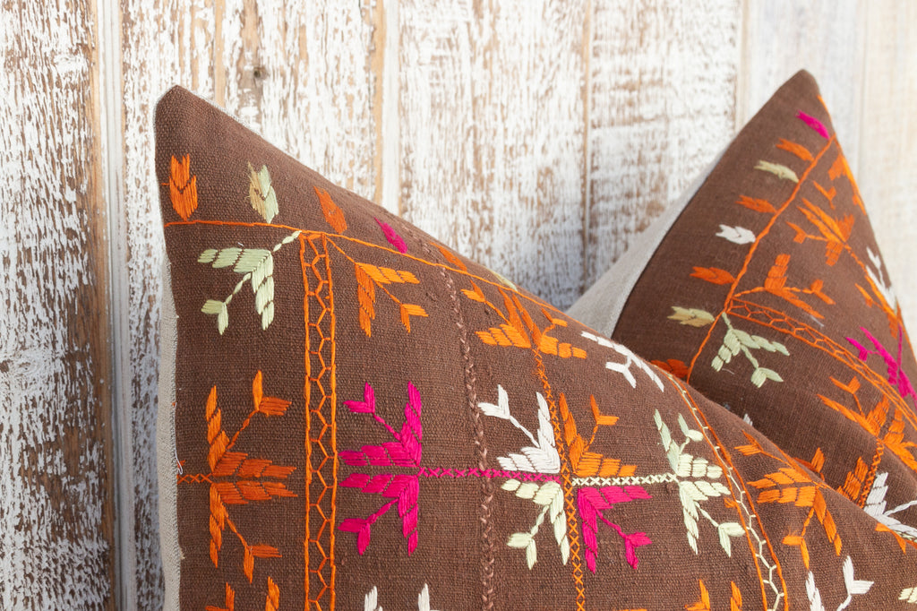 Tisha Antique Indian Folk Lumbar Pillow Cover
