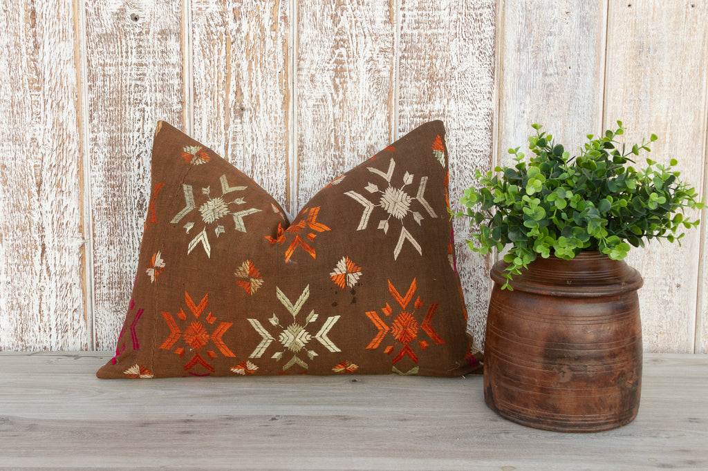 Rani Antique Indian Folk Lumbar Pillow Cover