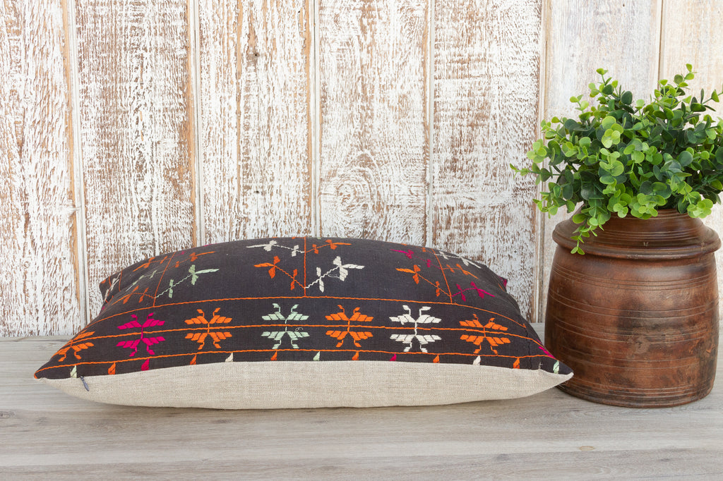 Shia Antique Indian Folk Lumbar Pillow Cover