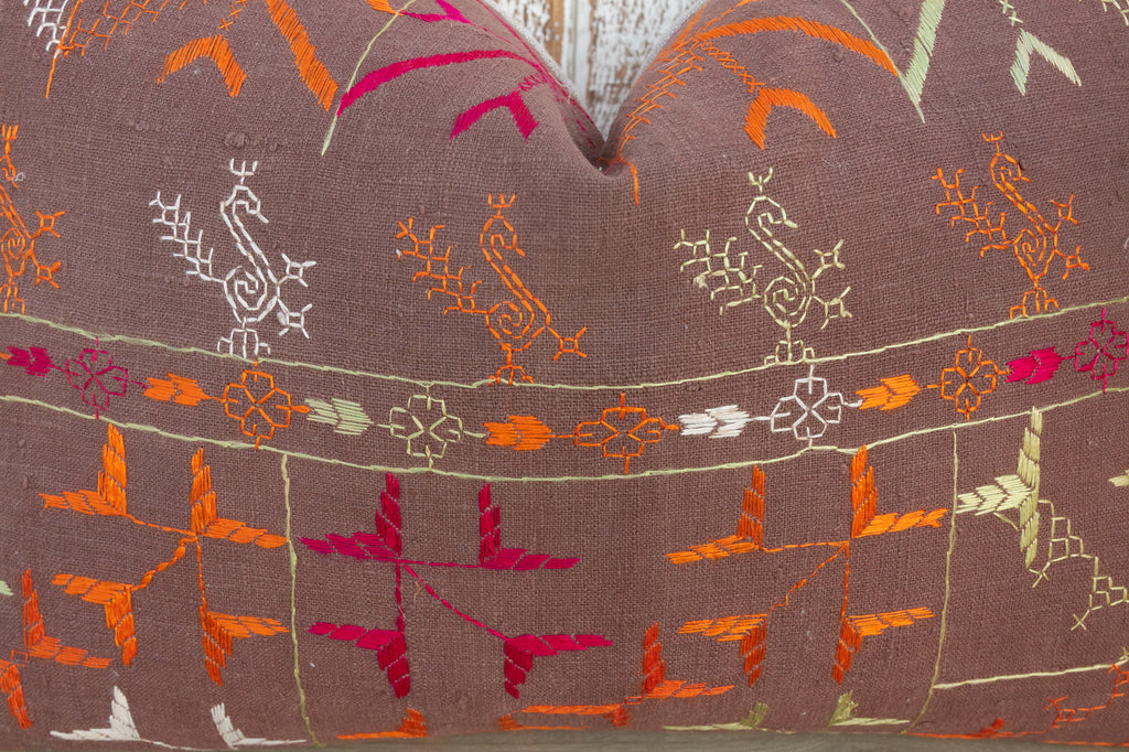 Aru Antique Indian Folk Lumbar Pillow Cover