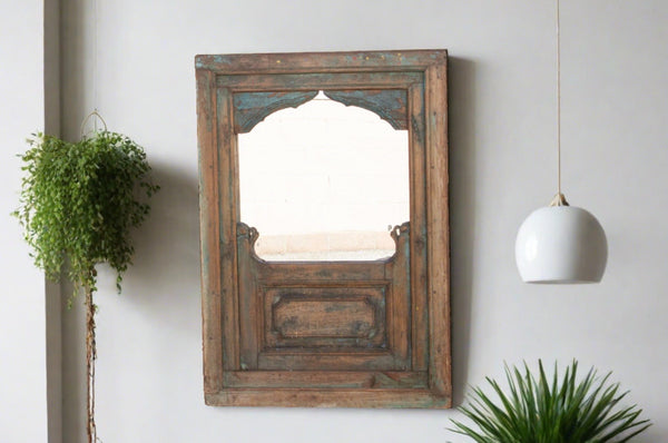 19th Century Indian Teak Arched Mirror