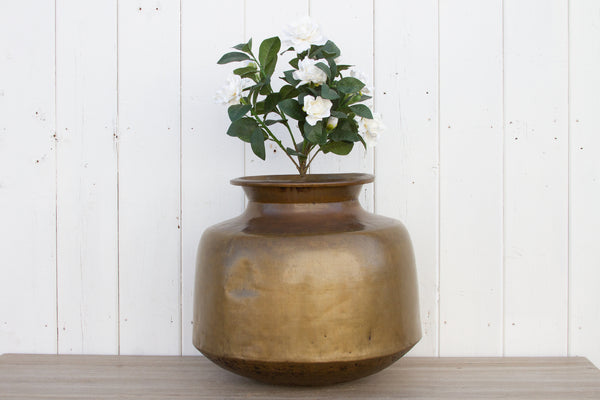 brass plant pot Large Antique Brass Water Pot (Trade)