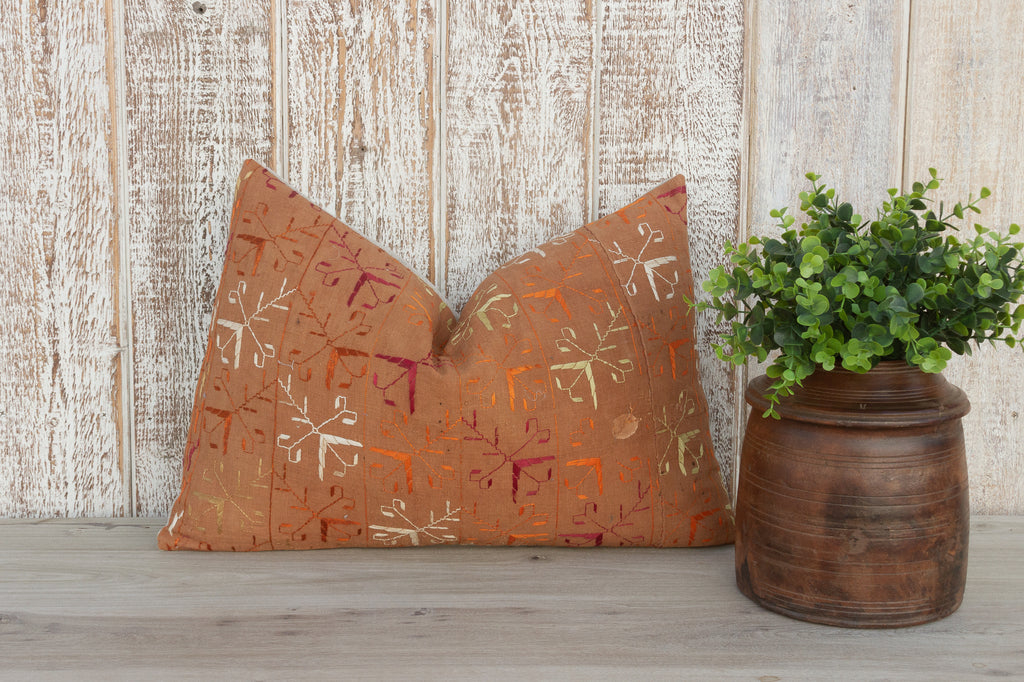 Sahi Antique Indian Folk Lumbar Pillow Cover