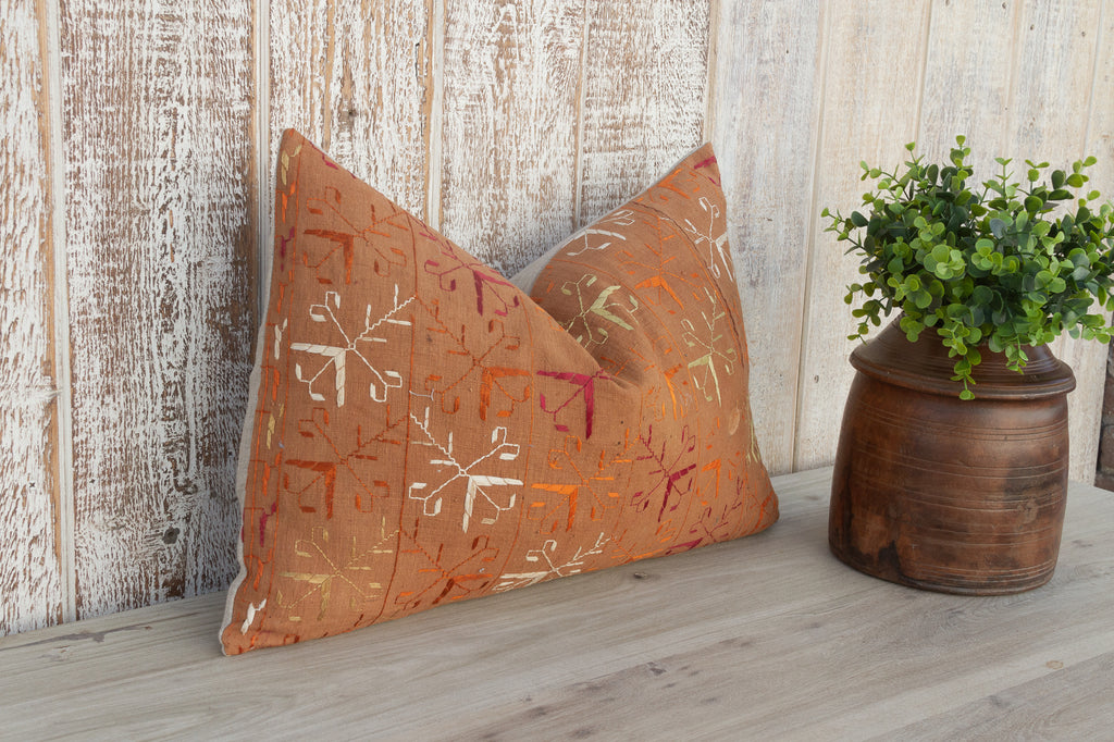 Sahi Antique Indian Folk Lumbar Pillow Cover