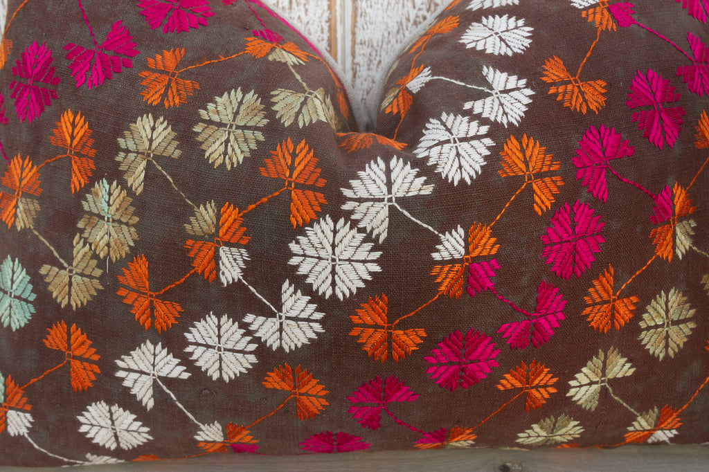 Prachi Antique Indian Folk Lumbar Pillow Cover