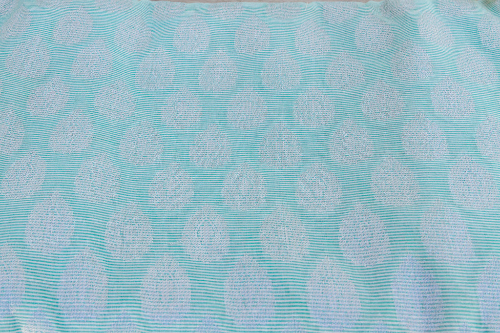 Aqua Teardrop Handwoven Chanderi Fabric