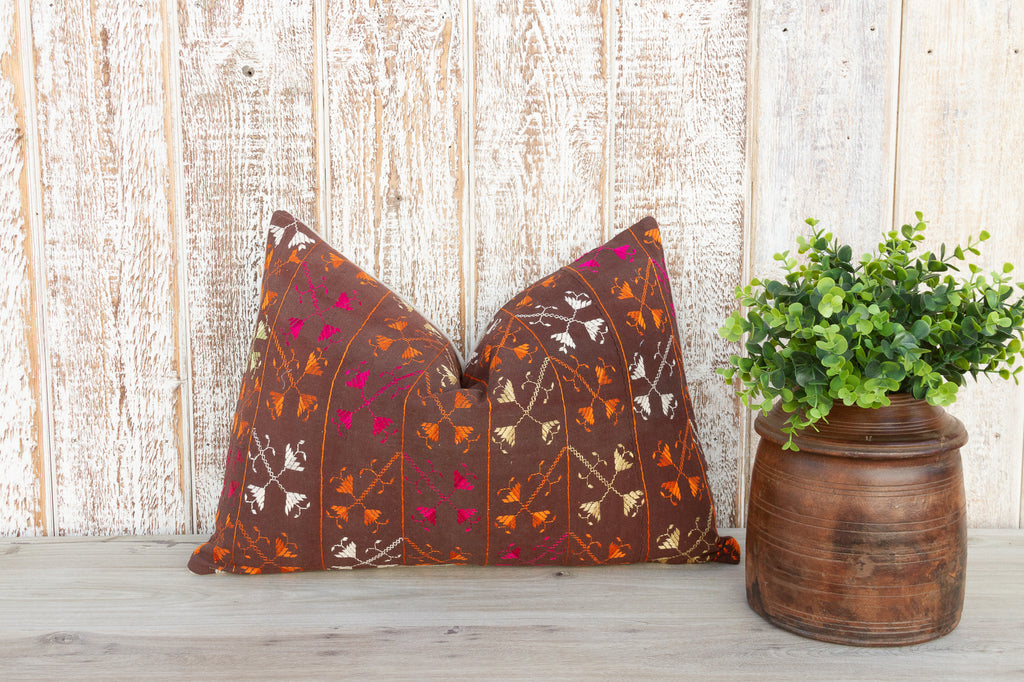 Veya Antique Indian Folk Lumbar Pillow Cover