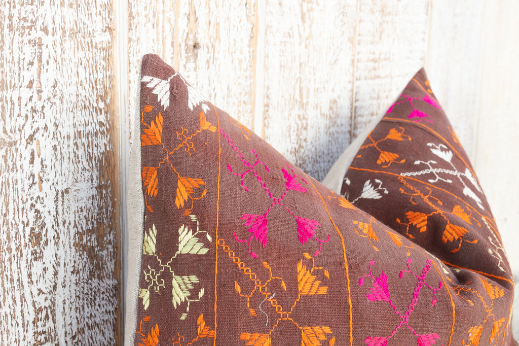 Veya Antique Indian Folk Lumbar Pillow Cover