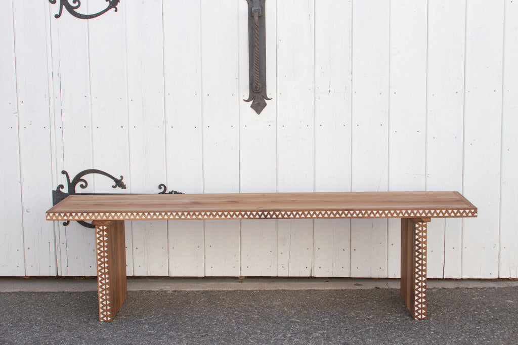 Reconstructed Old Wood Inlaid Bench