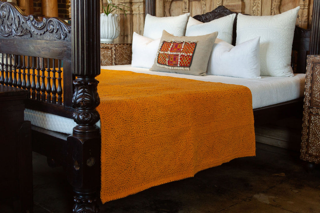 Pumpkin Orange Filanan Embroidered Bed Cover (Trade)