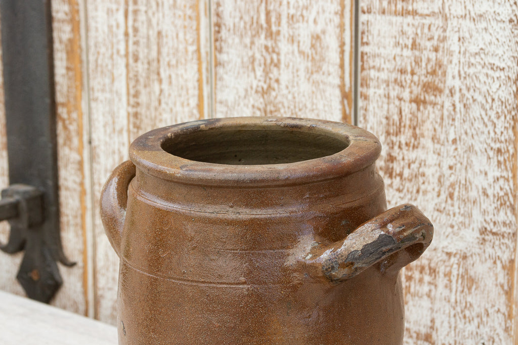 French Brown Glazed Oil Container