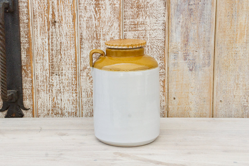 Vintage Ceramic Yellow Glazed Container