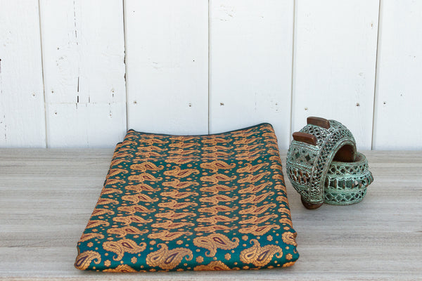 Peacock Paisley Varanasi Silk Brocade Fabric