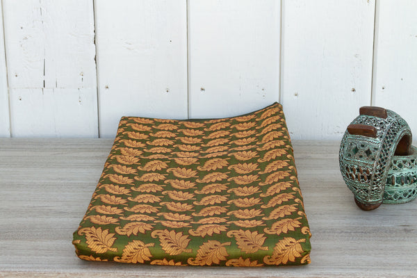 Sage Paisley Varanasi Silk Brocade Fabric
