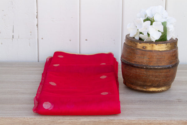 Berry Red Tissue Woven Fabric