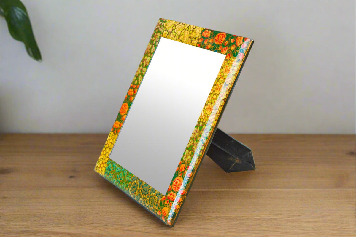 Paper Mache Floral Mirror Frame– DE-COR | Globally Inspired