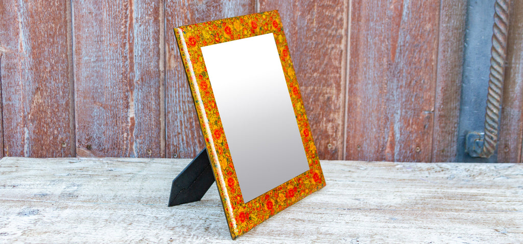 Floral Paper Mache Floral Mirror Frame