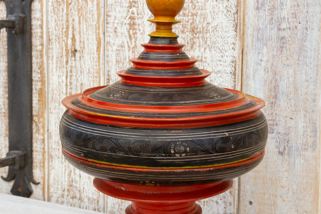 Antique Handpainted Stupa Burmese Vessel (Trade)