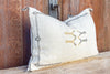Ecru Lumbar Moroccan Silk Rug Pillow (Trade)