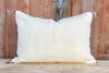Ecru Lumbar Moroccan Silk Rug Pillow (Trade)