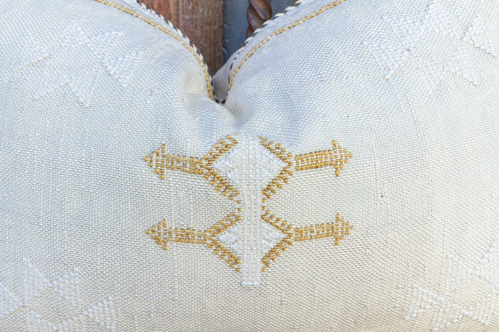 Beige Lumbar Moroccan Silk Rug Pillow (Trade)