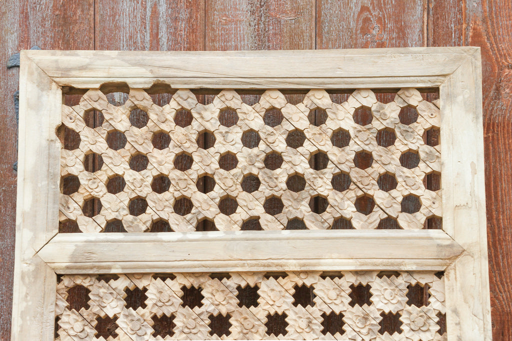 19th Century Moorish Star Carved Window Panel