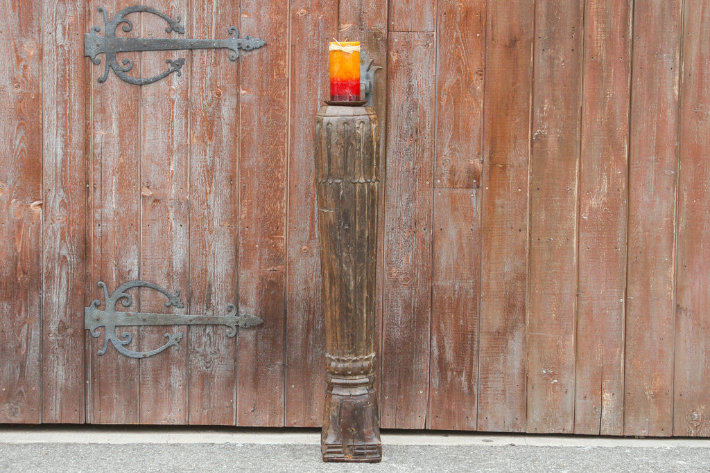 Antique Carved Column Candle Holder