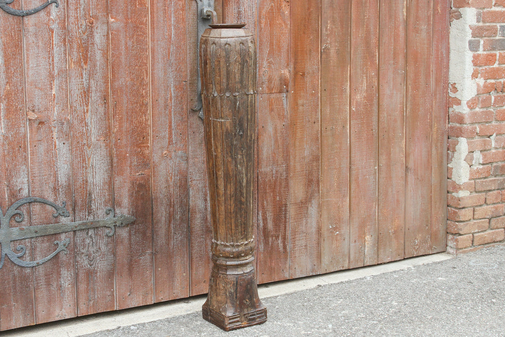 Antique Carved Column Candle Holder